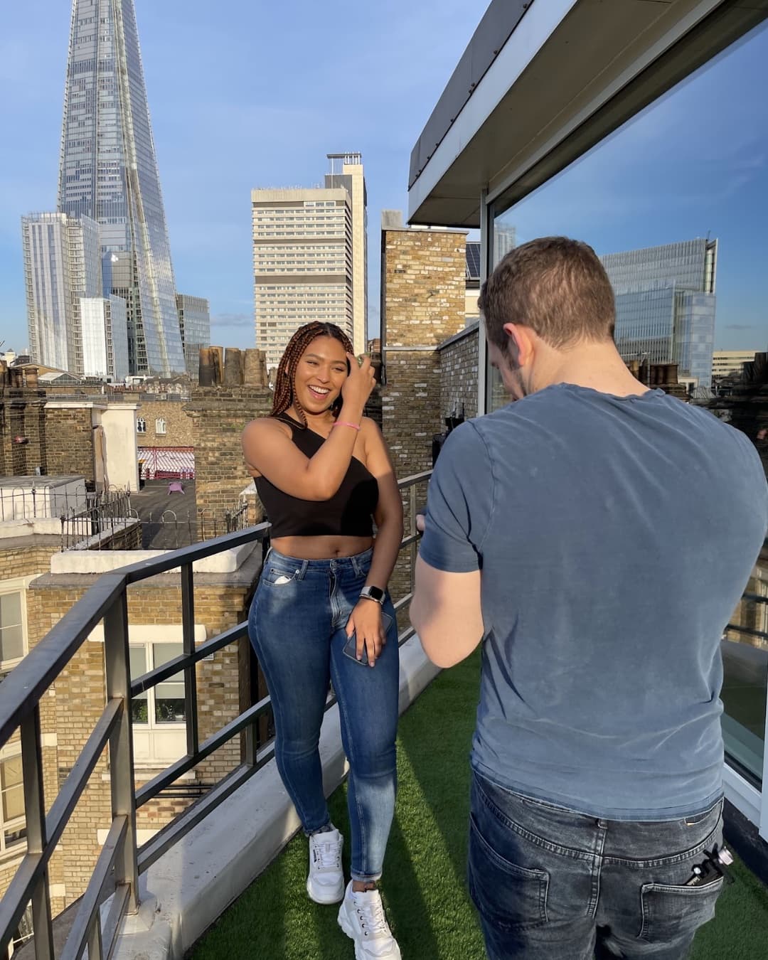 The agency team shooting client content on a London rooftop